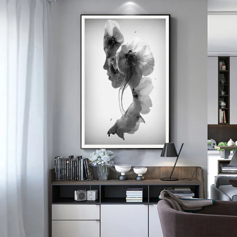 Современная Красота в цветочном принте на холсте без рамки настенная живопись