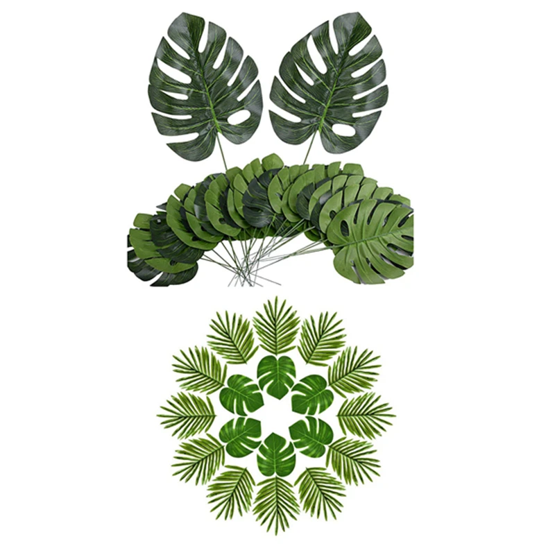 

24 шт., искусственные тропические Пальмовые Листья и 24 шт.