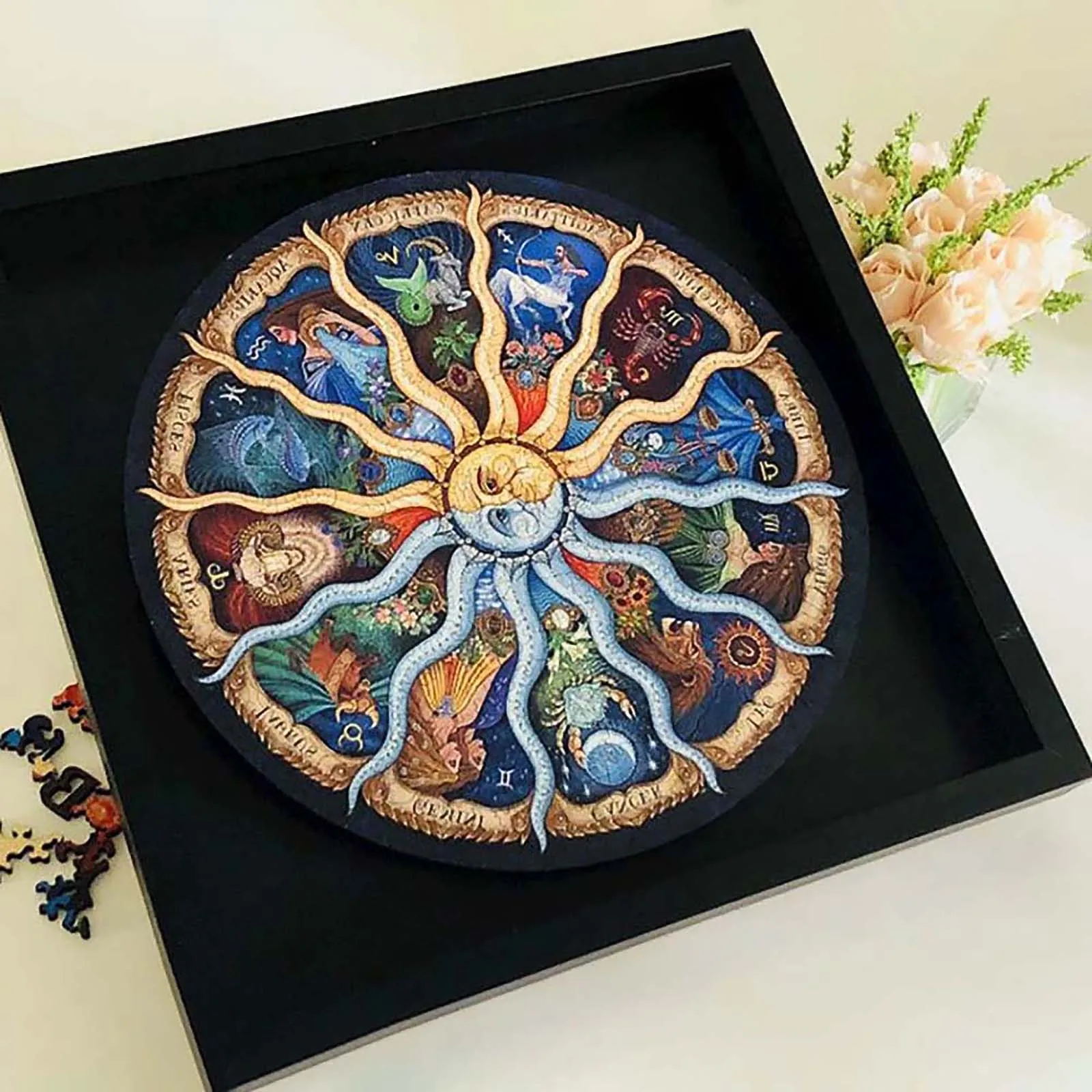 

Round Jigsaw Puzzle 1000 Piece For Adults- Zodiac Horoscope Puzzle- DIY Constellation Circular Jigsaw Puzzles Cool And Challenge