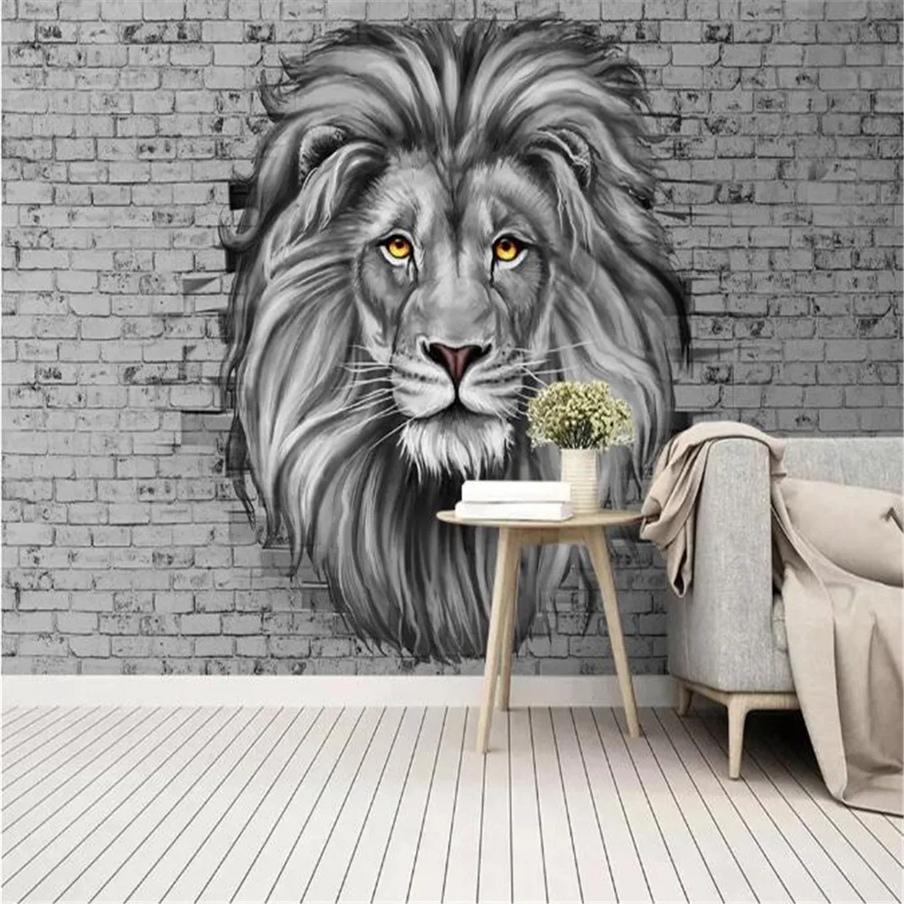 

Milofi personnalisé grand papier peint mural lion 3d moderne fond nordique décoration murale peinture