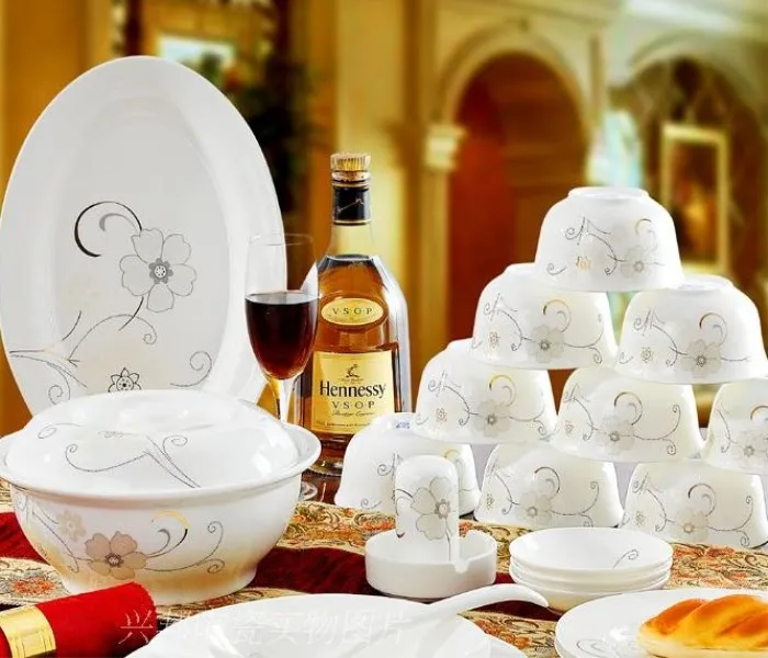 46 шт. столовая посуда Цзиндэчжэнь костяные китайские столовые приборы набор