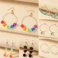 rainbow colors beads dangle earrings cute candy gummy bear butterfly stars moon long drop earrings ins style women ear jewelry