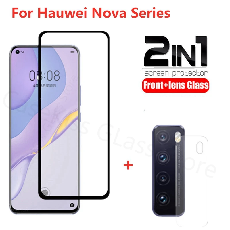 2в1 Защитное стекло для Huawei Nova 7 Pro 7i 5T 5Z P40 Lite закаленное объектива камеры защита