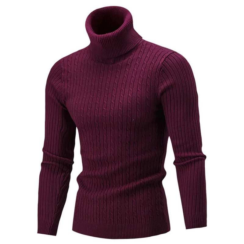 

Men Winter Turtle Neck Long Sleeve Thick Warm Sweater Slim Pullover Twist Knitwear Men Clothing