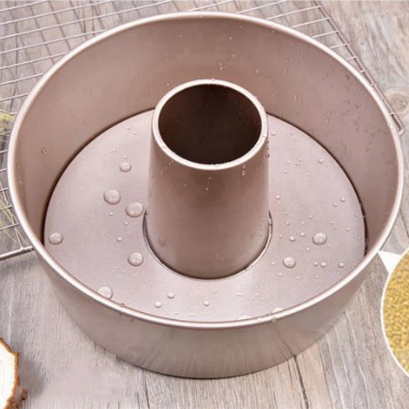 

Food Cake Pan-8-Inch , with Removable Loose Bottom Non-Stick Chiffon Tube Pan for Oven and Baking (Gold)
