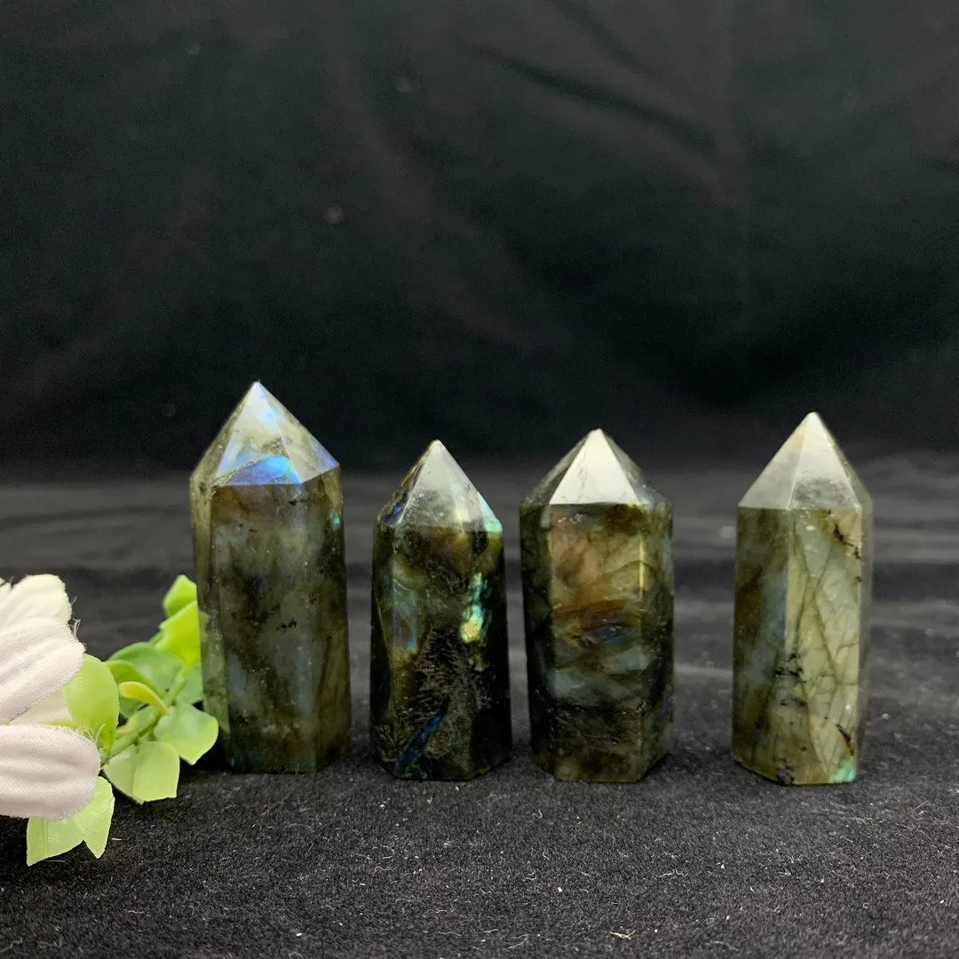 

1pc Natural Labradorite Quartz Stone Wand Point Crystal Mineral Reki Home Decoration Natural Healing Stones and Crystals