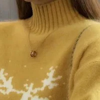 Autumn  winter 2020 sweater womens short half high neck Korean version of deer students knitted bottom sweater