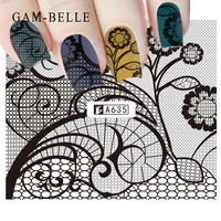 gam belle 1pc nail sticker black water decal set sexy lace flower for diy slider tips styling tool nail decoration set