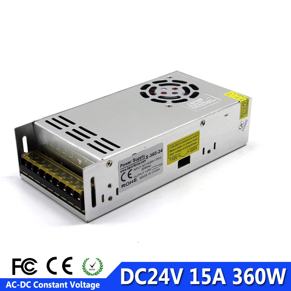 Универсальный переключатель питания 24 В 15 А 360 Вт светодиодный трансформатор 110 220