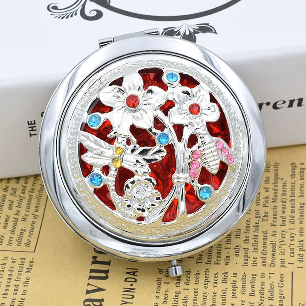 Металлическое бронзовое зеркало для макияжа 1 шт. подарок складное карманное