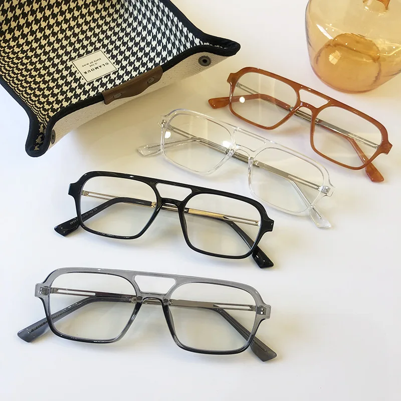 

Retro Brand Small Rectangle Sunglasses Women Orange Blue Shades For Women 90s Vintage Double Beam Square Sun Glasses Men Unisex