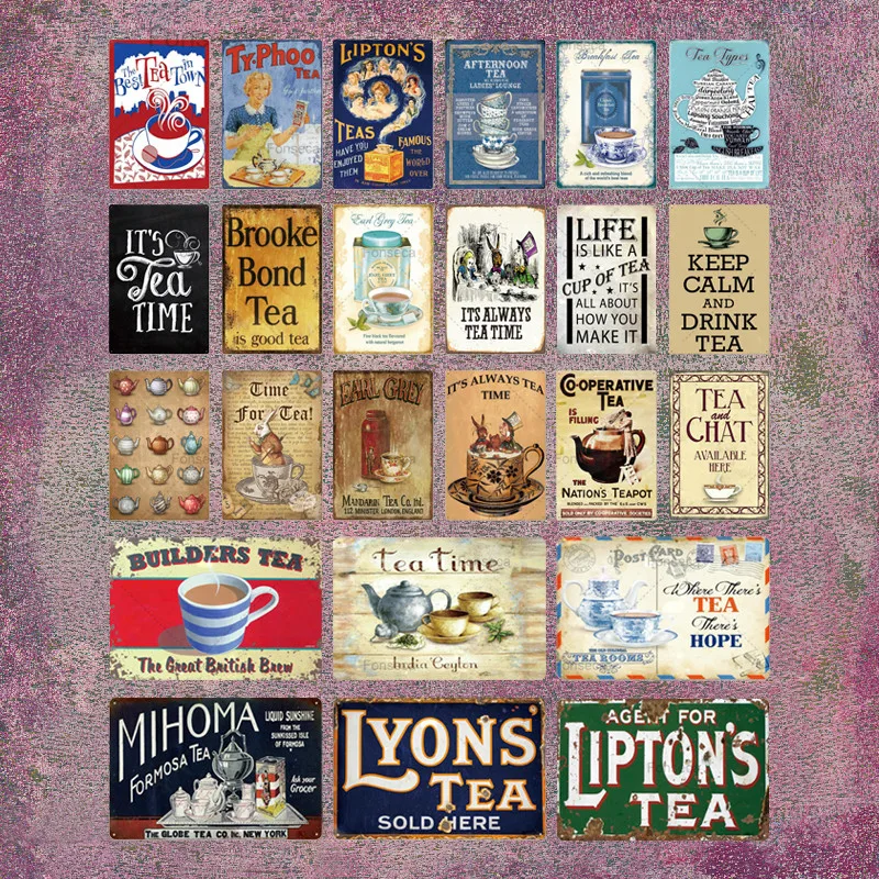 

Lipton's Tea Wall Decor Time For Tea Poster Plate Sign Plaque Metal Iron Vintage Kitchen Tea Room Decorative