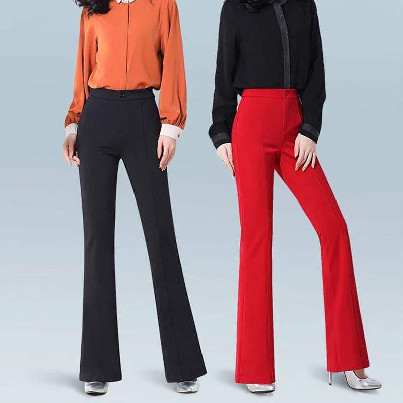 Модные Узкие расклешенные брюки с высокой талией женские классические офисные