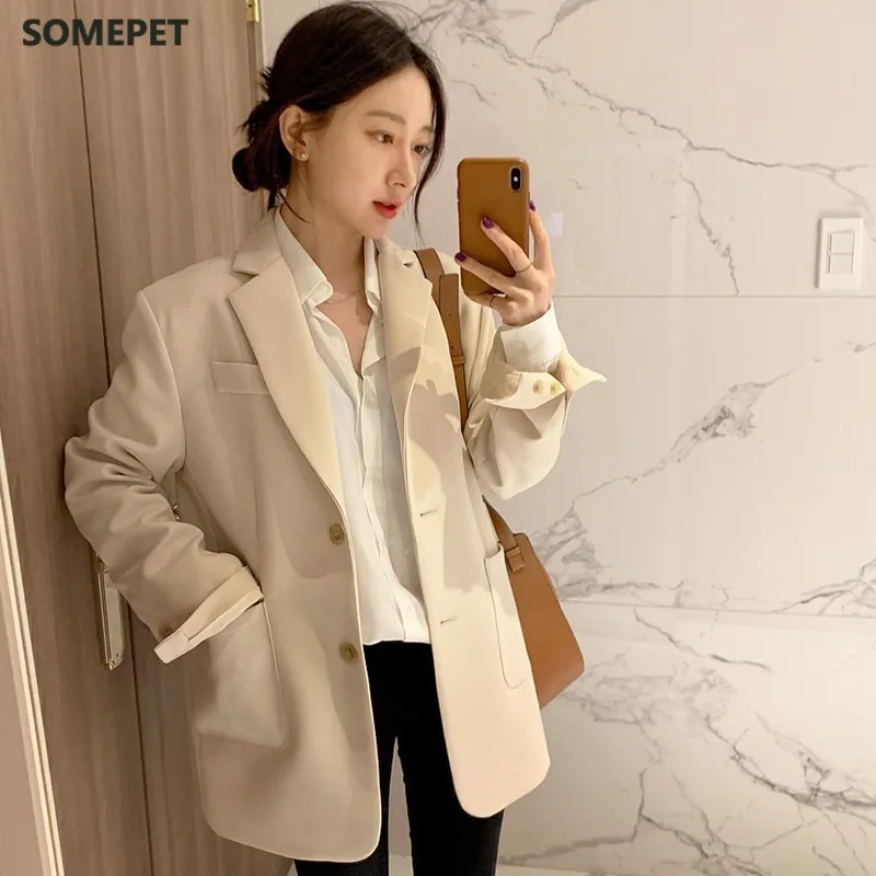 

New Single Breasted Casual Jackets Overcoats Temperament Cardigan Female Blazers Autumn Oversized Tops for Women