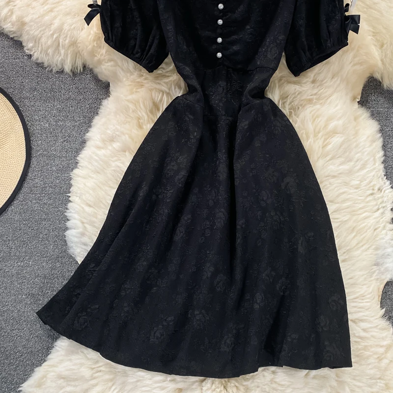 

Summer new sweet bow Dress V-neck temperament commuting to reduce age woman dress Short sleeve dresses for women 2021