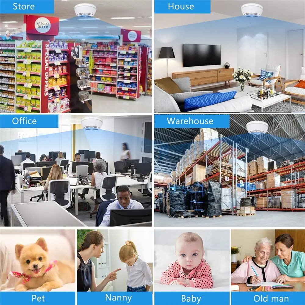

Mini Smoke Detector - HD 1080P WiFi Night Vision Motion Detection Video Recorder Real-Time View Nanny Camera