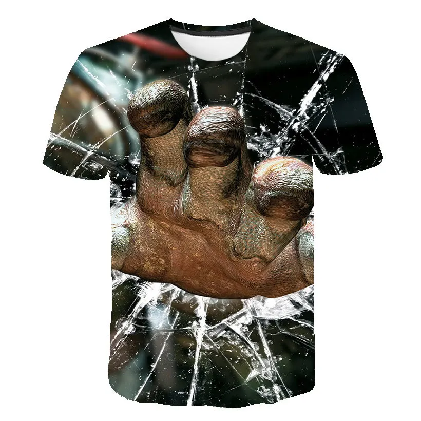 

2021 Summer Harajuku Hip Hop T Shirt Short Sleeve Streetwear Kids Clothes Round Collar Hands Print Boy Girl T Shirt 4T-14T