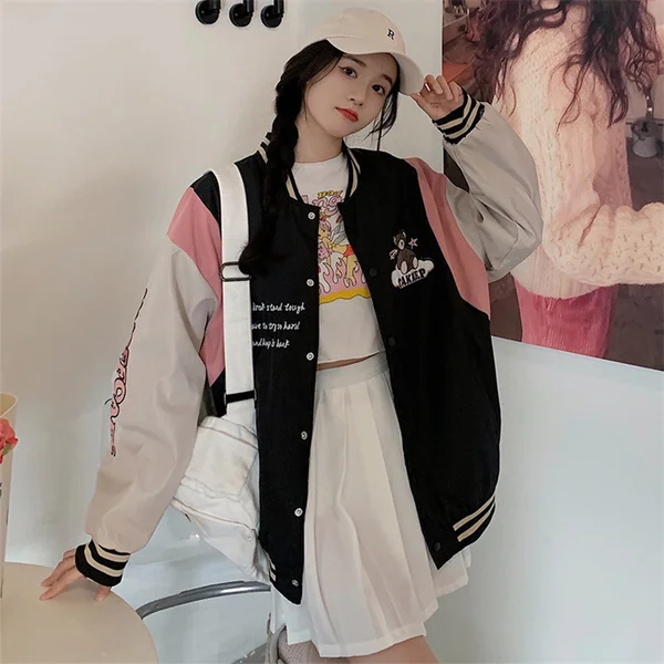 

Baseball Uniform with Lining Female Harajuku Japanese Winter
