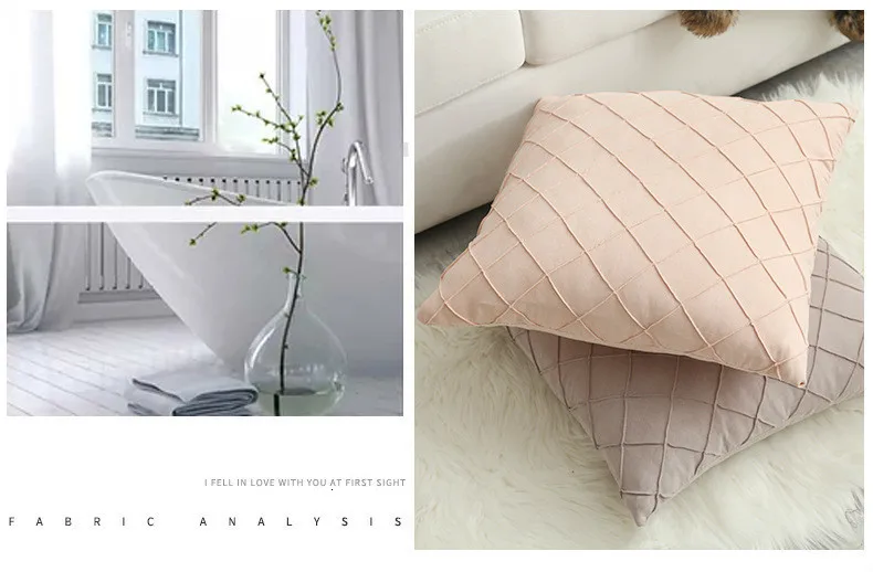 Modern Simple Nordic Pillow Cover Suede Checker Cushion Cover Decorative Pillows case For Seat Home Decorative Pillow Cover