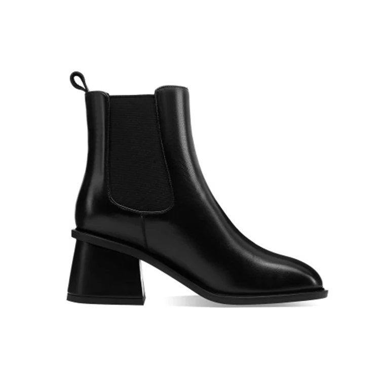 

MLJUESE 2021 women Ankle boots Cow leather Winter short plush Round Toe High heels female Chelsea boots size 40