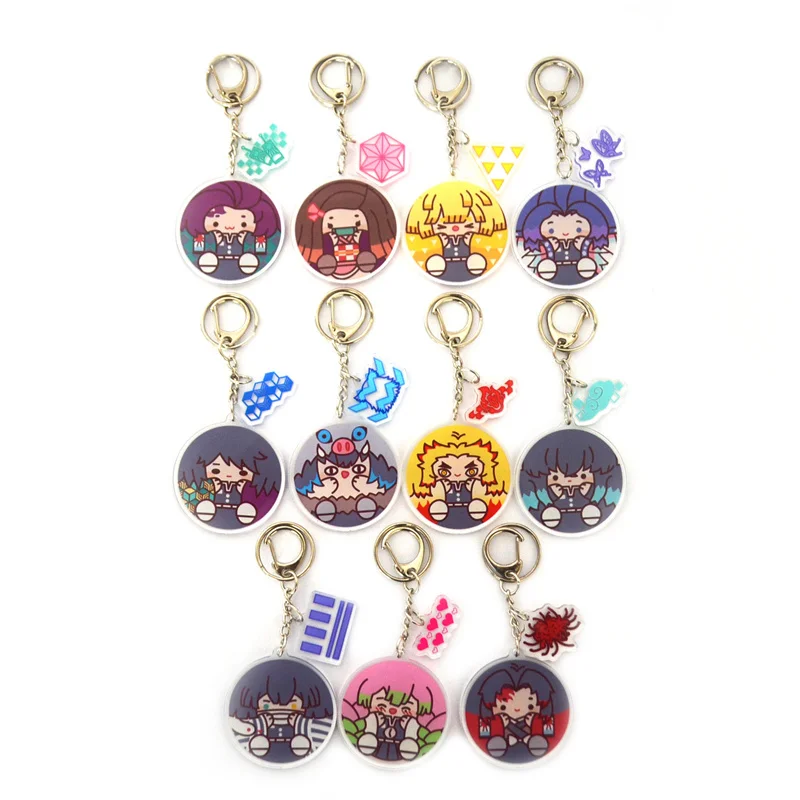 

Anime Demon Slayer Keychains Kimetsu No Yaiba Tanjiro Kamado Cosplay Key Chain Acrylic Rengoku Keyrings Fans Collection Prop