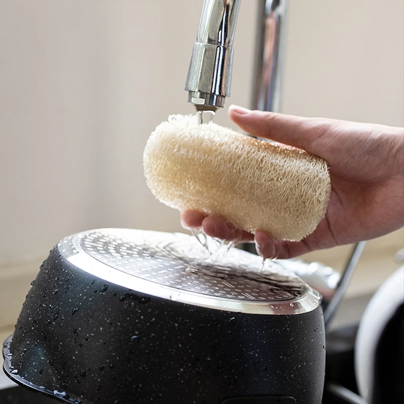 

5pcs/Lot Natural Loofah Dishwashing Cloth Scrub Pad Dish Bowl Pot Scrubber Sponge Rag Kitchen Cleaning Brushes Towel Scrub Pad