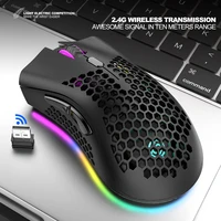 2 4ghz wireless gaming mouse 7 button 1600 dpi adjustable rgb backlit rechargeable mouse lightweight honeycomb shell gamer mice