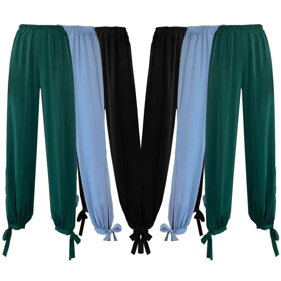

Summer Woman Chiffon ice silk beam legs Pants Elastic Waist Solid Harem Pants Ankle-length Capris Trousers Bloomer Pencil Pants