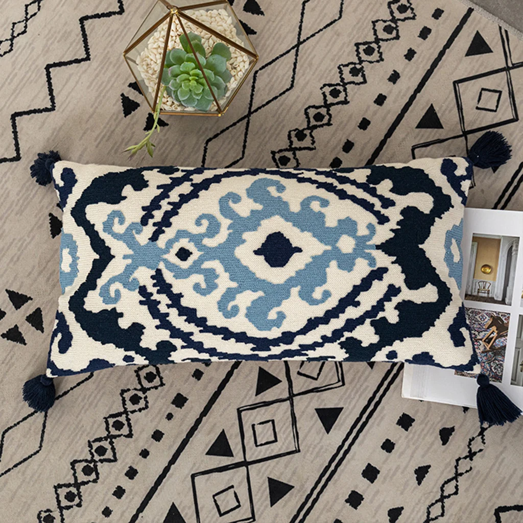 

Bohemia Cushion Cover, Decorative Cotton Throw Pillow Case Sofa Square Rectangle Pillowcase with Invisible Zipper