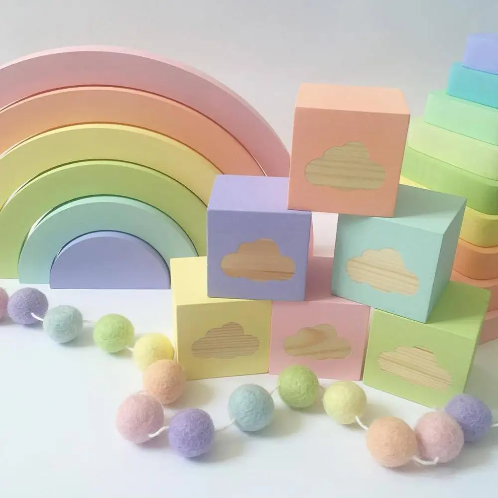 

Home Decoration Clouds Square Cube Solid Wood Personality Baby Photo Props Children Products