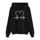 Толстовки с капюшоном, Женская Повседневная Толстовка Оверсайз с принтом сердечек, Осенние Пуловеры с длинным рукавом, Толстовки