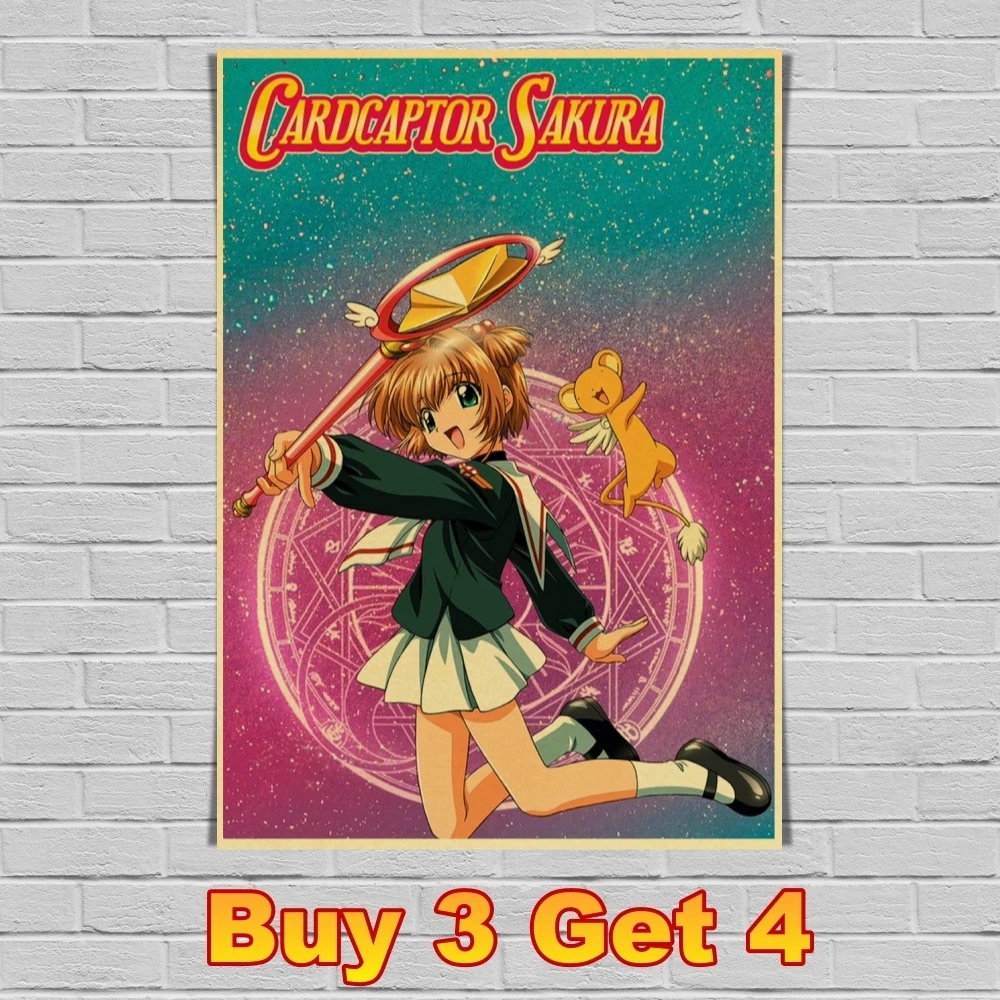 Карточный плакат аниме Retror Постер сакуры домашняя наклейка искусство живопись