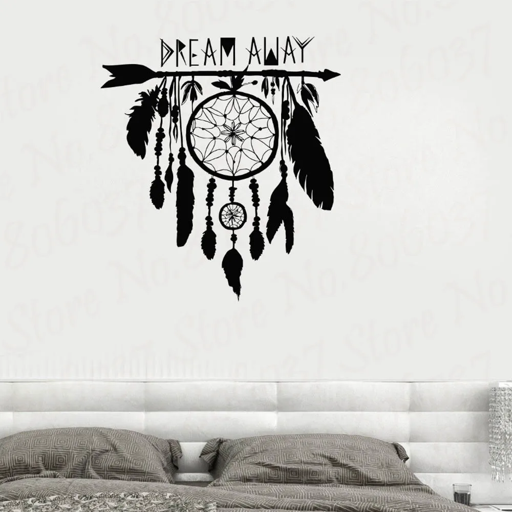 Ловец снов на стену Наклейка виниловая наклейка мечта амулет перья ночной символ
