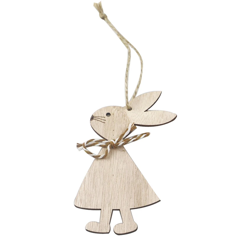 

Easter Rabbit Wooden Pendant Easter Bunny Hanging Crafts Ornaments Happy Easter Decoration Home DIY Wood Easter Party supplies