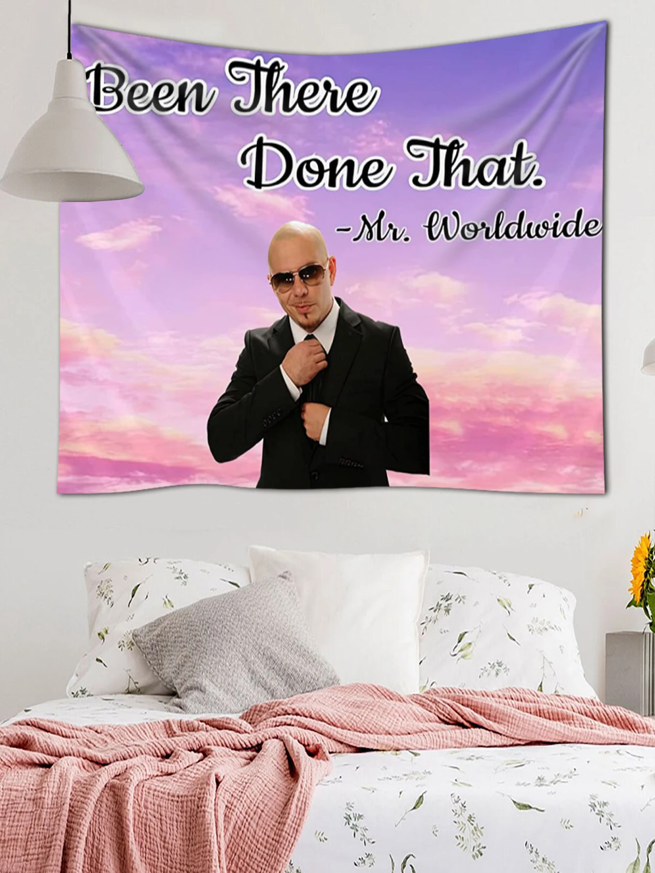 Funny Mr. Worldwide Says to Live Laugh Love Tapestry Wall Hanging for Living Room Bedroom Home Decor | Дом и сад