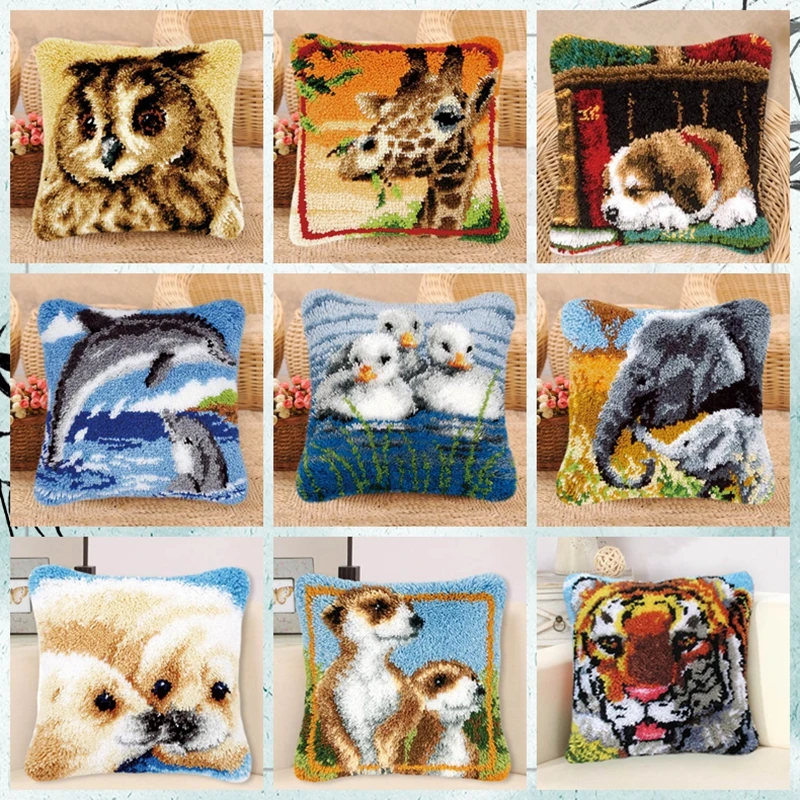 Набор для вышивки крестиком сделай сам подушка с животными защелкой 42 см | Дом и