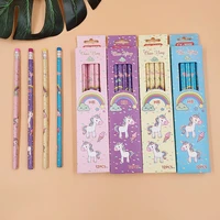 12 pcsset cute kawaii cartoon unicorn pencil hb sketch items drawing stationery student school office supplies for kids gift