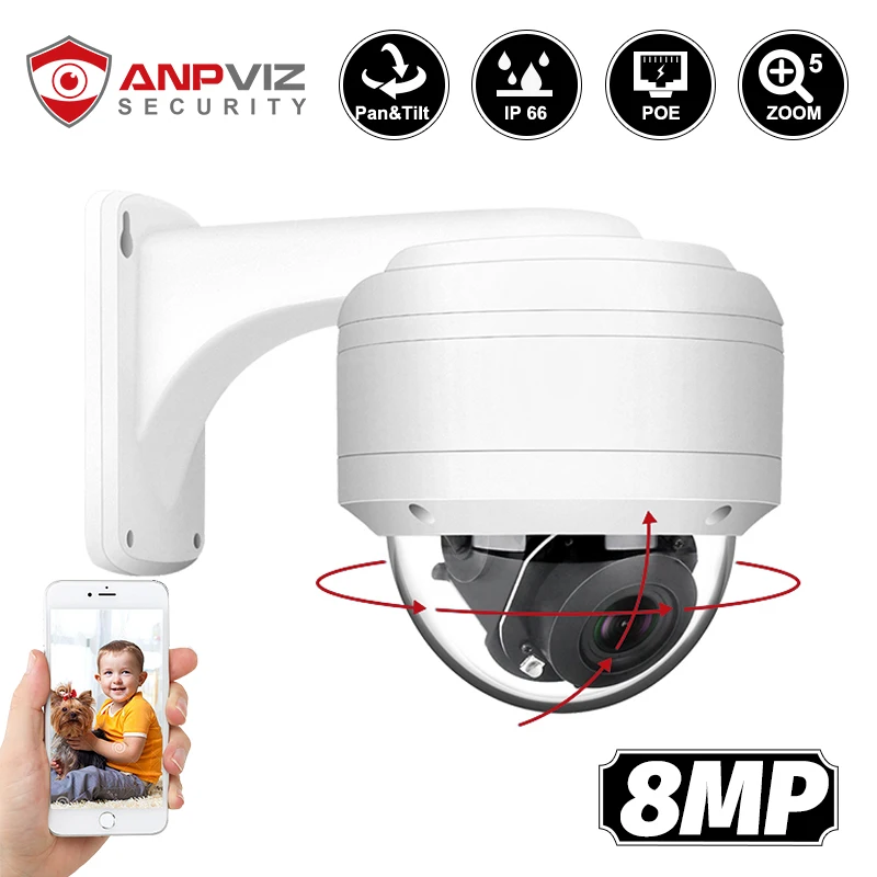 IP камера Anpviz 8 Мп 4K PTZ 5 кратный зум 2 7 13 мм|Камеры видеонаблюдения| |