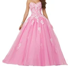 Длинное вечернее платье для девочек, Розовое Бальное Платье с аппликацией, в стиле ретро, для танцев и выпускного вечера