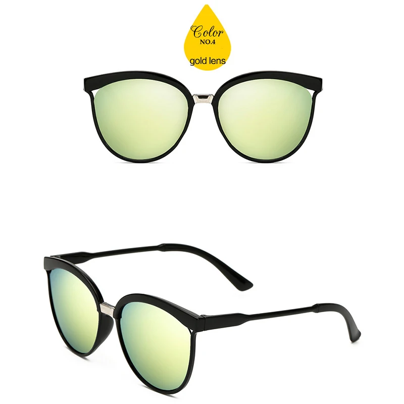 Gold Lens RBRARE классические простые солнцезащитные очки кошачий глаз женские роскошные пластиковые солнцезащитные очки классические ретро Lunette De Soleil Femme UV400 - Цвет линз: Gold Lens