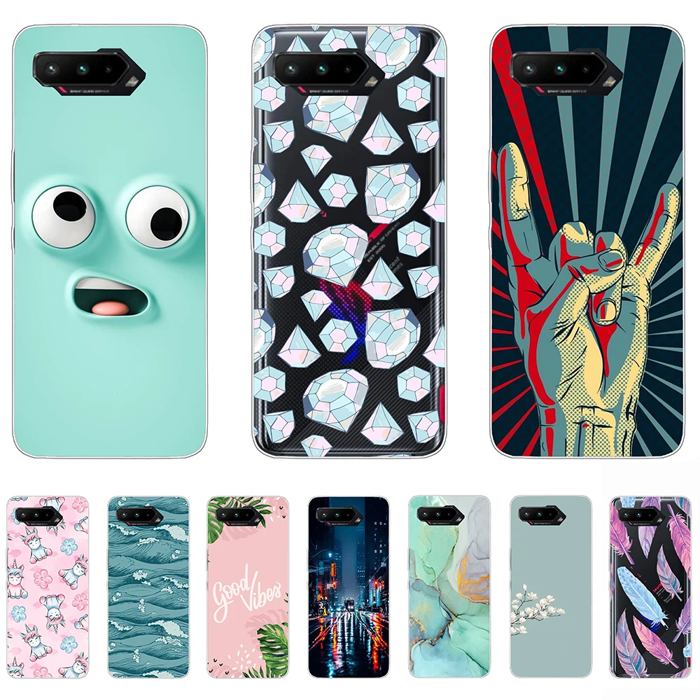 

For Asus ROG Phone 5 Case Tpu Silicon Cartoon Luxury Flexible Shell Phone Cover Anti-knock Personality Fundas Coque Etui Bumper