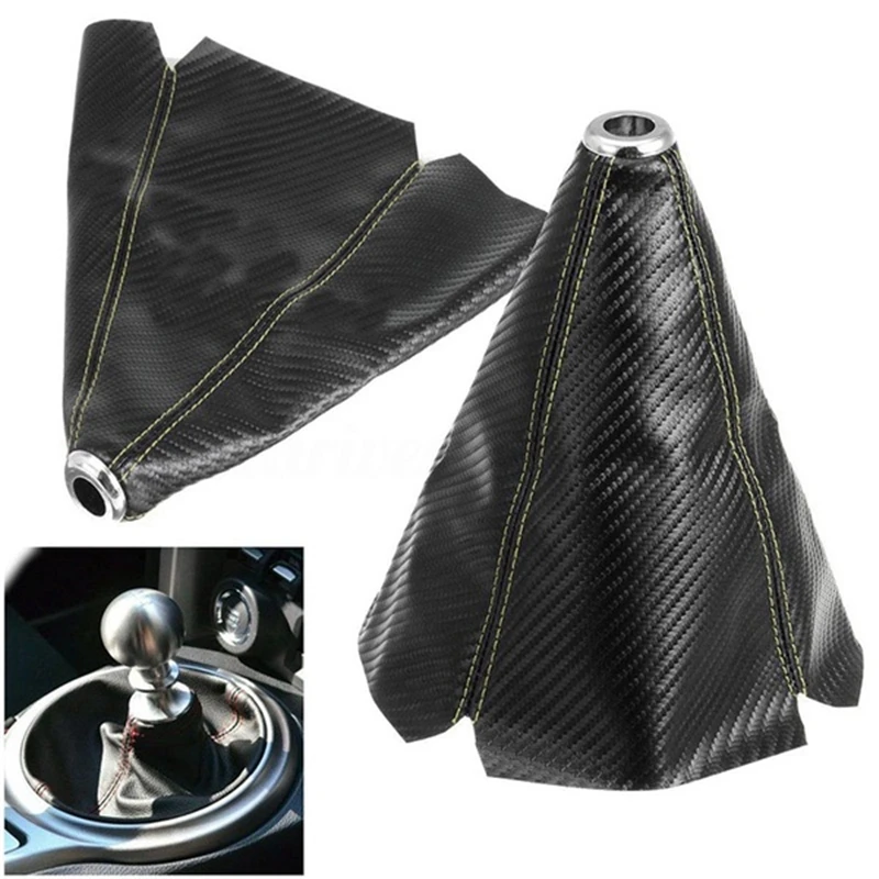 

Universal Carbon Fiber Car Gear Shift Knob Boot Gear Head Dust Cover Auto Manual Gear Shift Collars Dust Proof & Waterproof.