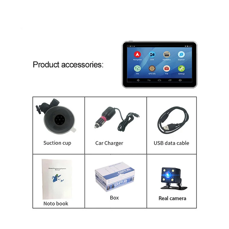 with rear camera Автомобильный gps-навигатор Anfilite H55 Android, четырехъядерный 16 ГБ, 7 дюймов, видеорегистратор 1080 P, регистратор, карта Европы - Размер экрана, дюймов: with rear camera