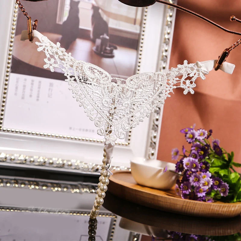 Сексуальное женское нижнее белье кружевное трусики массажные жемчужные G-stings