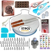 117 pcs cake decorating tools pastry bag nozzles pieces baking kit turntable scrapers stand pen spatula stainless mold tip set