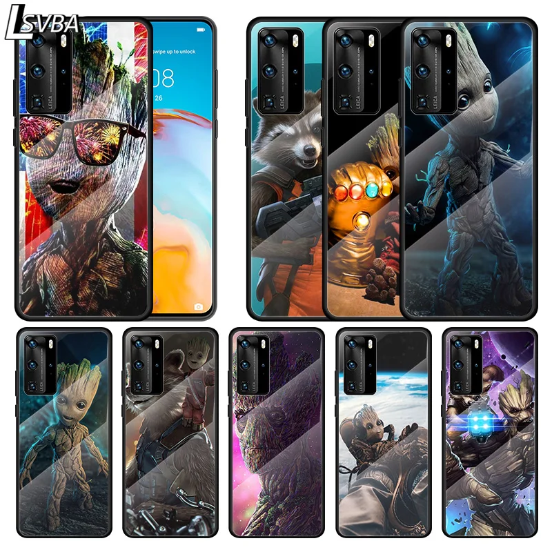 

Marvel Avengers Super Hero Groot For Huawei P Smart 2021 Z P40 P30 P20 P10 Lite Pro Plus 5G Tempered Glass Phone Case