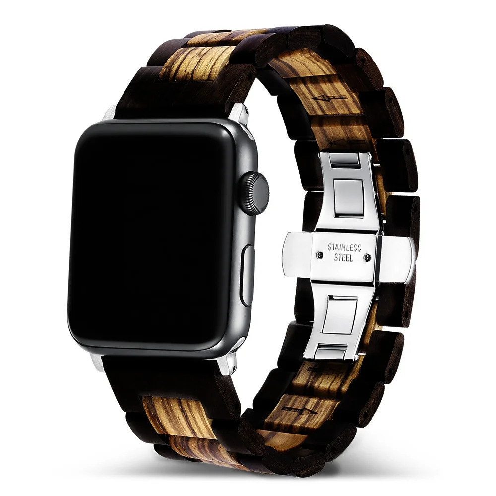 

for apple watch series 5 4 band 44mm 40mm Natural Wooden Link bracelet for iwatch bands 3 42mm 38mm strap women men correa belt
