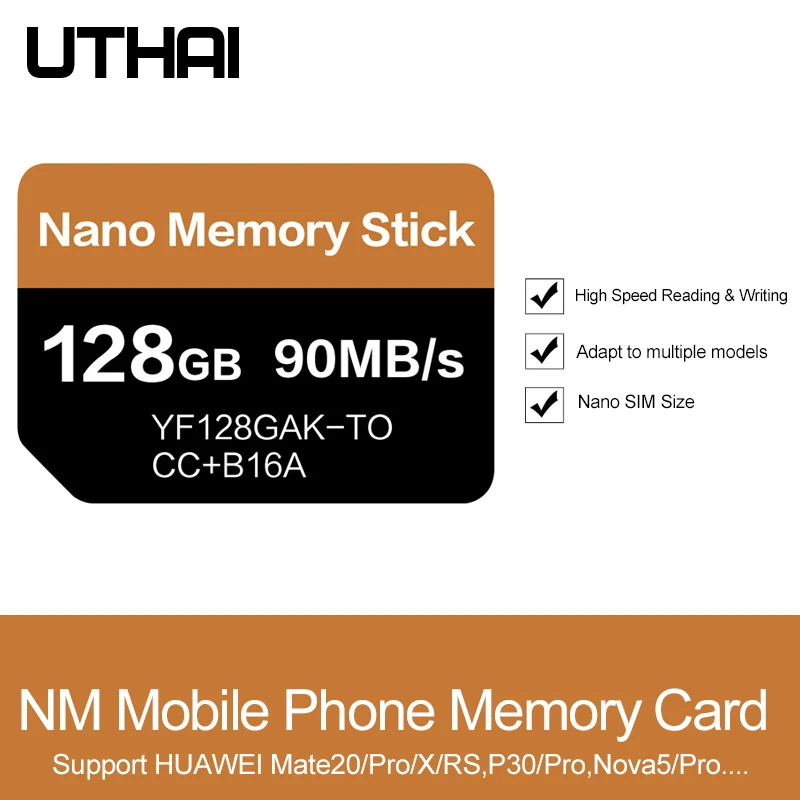 UTHAI J39 NM карта памяти 90 МБ/с. 128 ГБ Nano подходит для Huawei Mate40 Pro Mate20 P40 с USB3.1 Gen 1 Type c|Карты