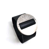 totabc fashion leather wrap bracelet for women fashion crystal bohemian wide bracelet ladies jewelry gift