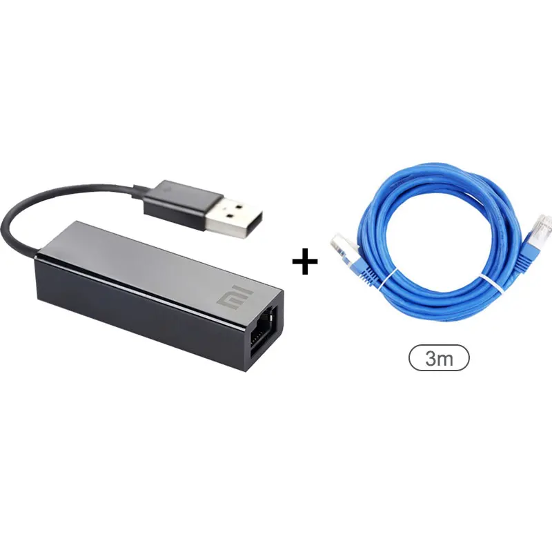 Крепление для спортивной камеры Xiao mi USB для оптоволкна вай-карты RJ45 кабель адаптера внешней 10/100 Мбит/с на mi коробка S 3C/3S 4 4C SE портативных ПК Тетрадь Usb2.0 - Цвет: Adapter and 3m cable